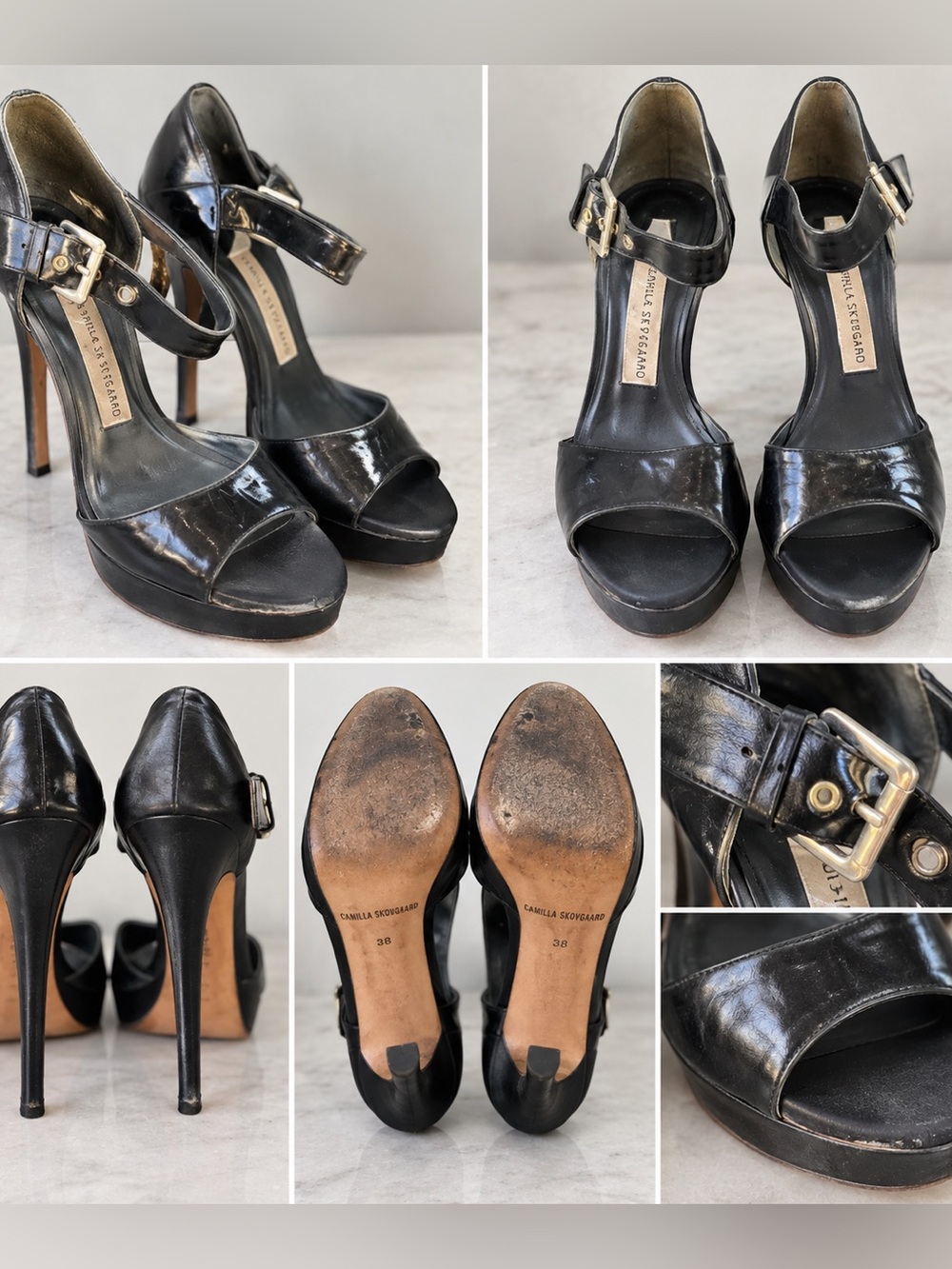 Camilla Skovgaard Black Leather woman’s heels size 38